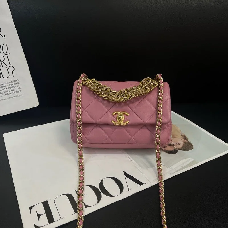 Chanel Small Crossbody Bag for TravelChanel Pink Purple Diamond Studded 24C Bag 19cm