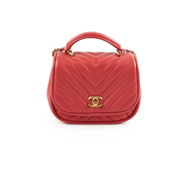 Chanel Designer Handbag with Unique DesignChanel Lambskin Reverse Chevron Round Flap Bag