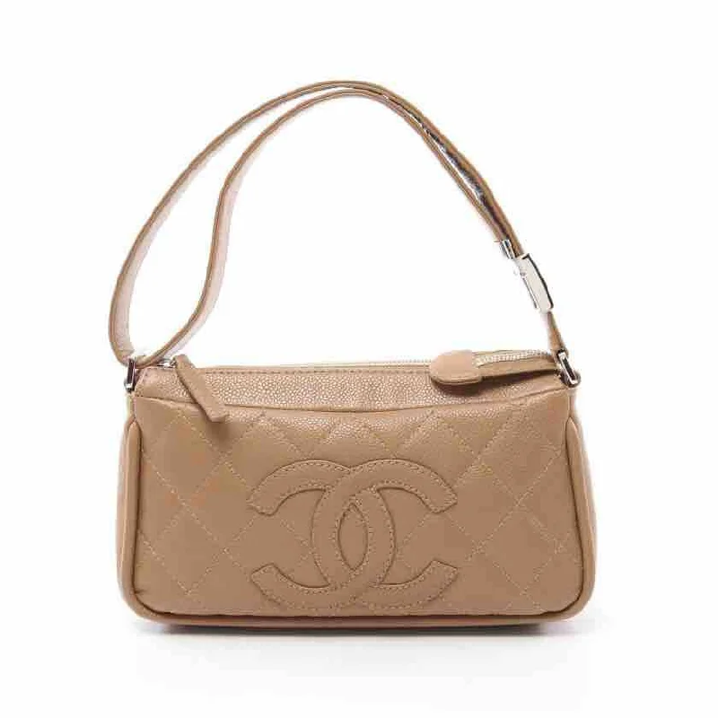 Chanel Designer Handbag with Unique DesignChanel Caviar Leather Shoulder Bag Beige Medium Size