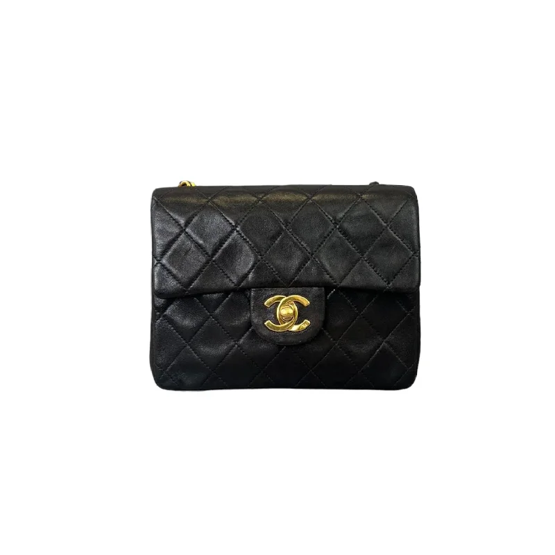 Chanel Colorful Handbag for Spring OutfitsVintage Classic Mini Square Lambskin Black GHW