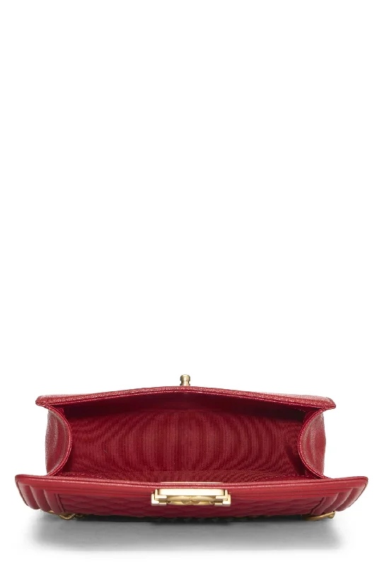 Chanel All - Match Handbag for Versatile StylingChanel,  Red Quilted Caviar Boy Bag Medium, Red