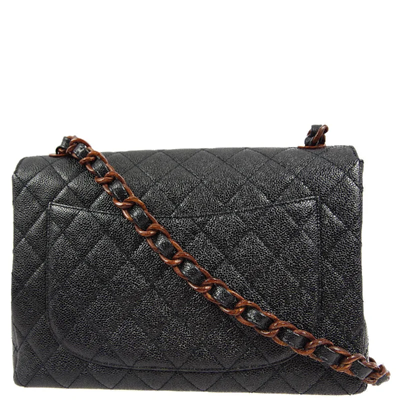 Chanel Lightweight Handbag for Daily ErrandsChanel * 1997-1999 Black Caviar Jumbo Classic Flap Bag