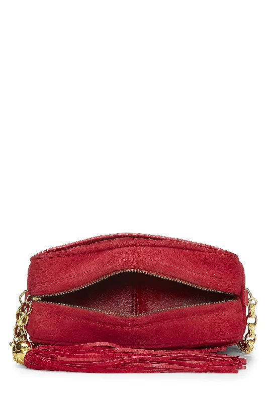 Chanel Small Crossbody Bag for TravelChanel,  Red Vertical Suede Pocket Camera Bag Small , Red