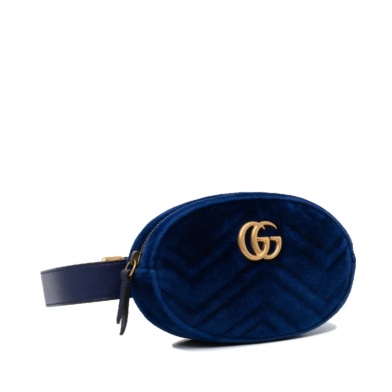 Ladies Gucci shoulder bags with a single - handle designGucci GG Marmont Velvet Belt Bag (SHG-SXEuAt)