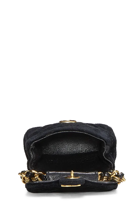 Chanel Colorful Handbag for Spring OutfitsChanel,  Black Quilted Velvet Half Flap Micro, Black