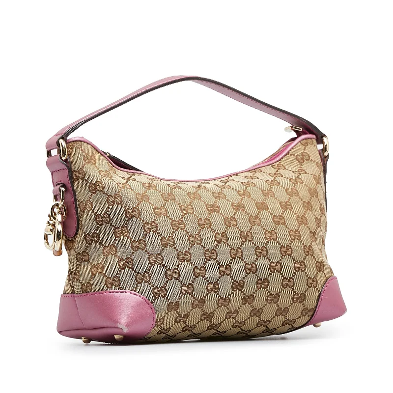 Women Gucci bags with a front - flap pocket for quick - access itemsGucci GG Canvas Heart Bit Handbag (SHG-6OMg8o)