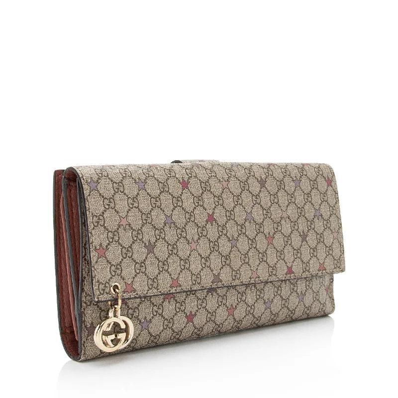 Women Gucci Sylvie bags with a leather - wrapped handleGucci Micro GG Supreme Stars Continental Wallet (SHF-JX6vJI)