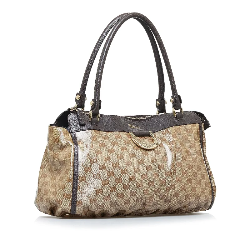 Medium - sized Women Gucci handbags for everyday useGucci GG Crystal Abbey-D Ring Tote (SHG-kcgK09)