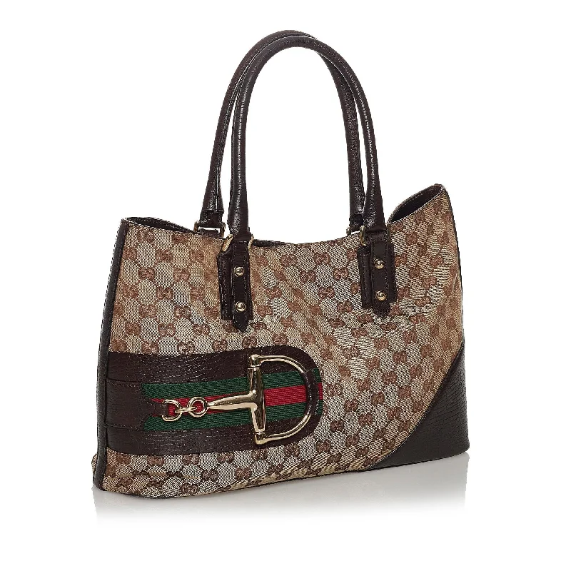 Women Gucci backpacks with a luxurious leather finishGucci GG Canvas Hasler Tote Bag (30923)