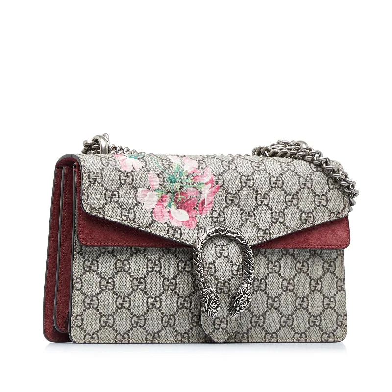 Women Gucci bags with a chain - link trim and a leather bodyGucci Small GG Supreme Blooms Dionysus Shoulder Bag (SHG-2lCEJt)