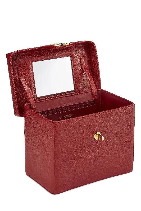 Chanel Limited Edition Handbag for CollectorsChanel,  Red Caviar Circle 'CC' Vanity Large, Red