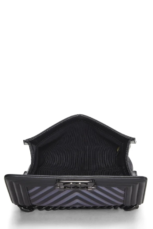 Chanel Small Crossbody Bag for TravelChanel,  Black Chevron Lambskin Boy Bag Small, Black