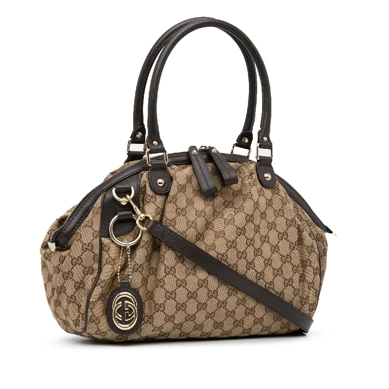 Women Gucci bags with a detachable mirror insideGucci GG Canvas Sukey Satchel (SHG-OwA3vA)