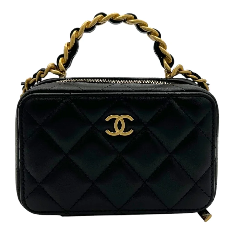 Chanel All - Match Handbag for Versatile StylingChanel Vanity Top Handle Bag Black in Lambskin, Gold hardware S2411-002522CH