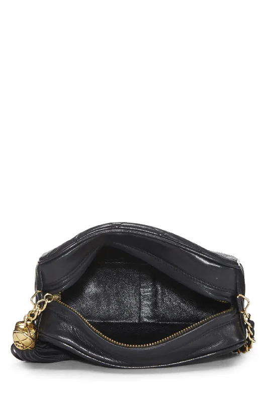 Chanel Quilted Leather Shoulder Bag for FashionistasChanel,  Black Lambskin Diamond CC Camera Bag Mini, Black