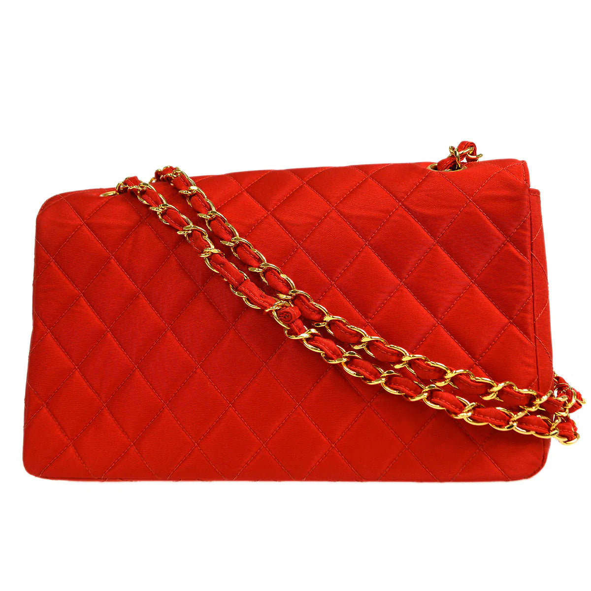 Chanel Designer Handbag with Unique DesignCHANEL 1994-1996 Classic Single Flap Medium Red Nylon 56465