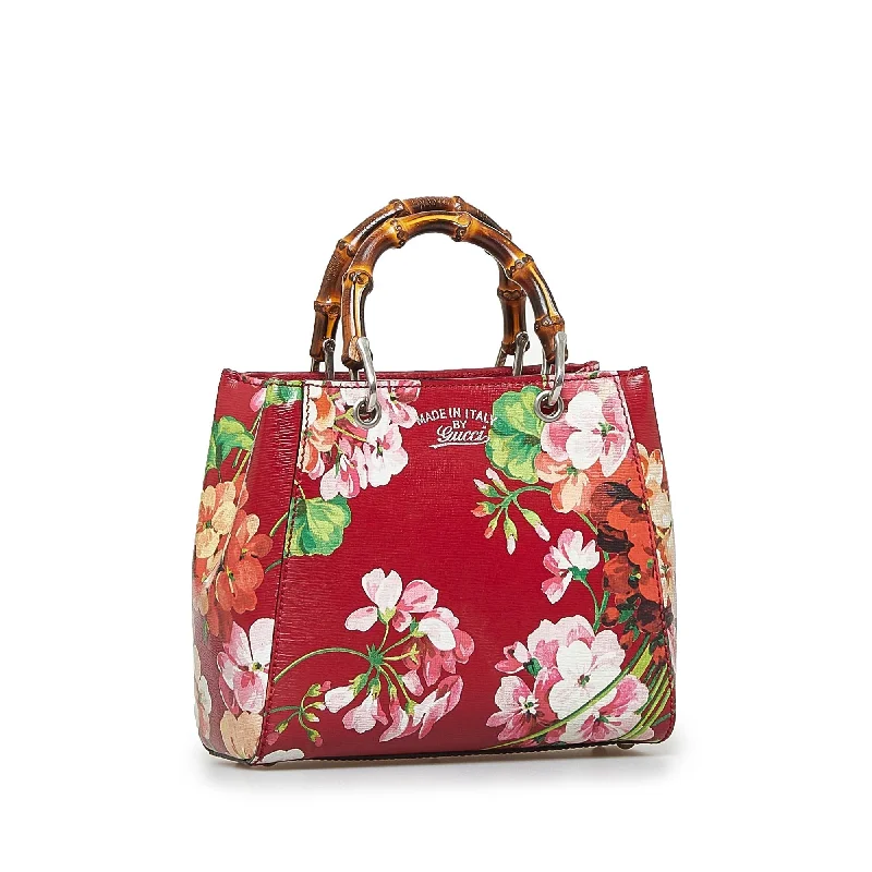 Gucci backpacks for women with a multi - pocket designGucci Mini  Blooms Bamboo Shopper (SHG-00UAfn)