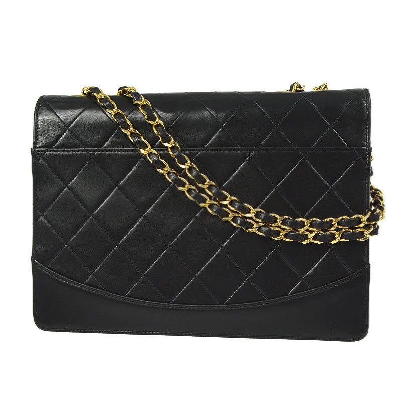 Chanel Limited Edition Handbag for CollectorsCHANEL 1989-1991 Mademoiselle Lock Border Flap Large Black Lambskin 76988