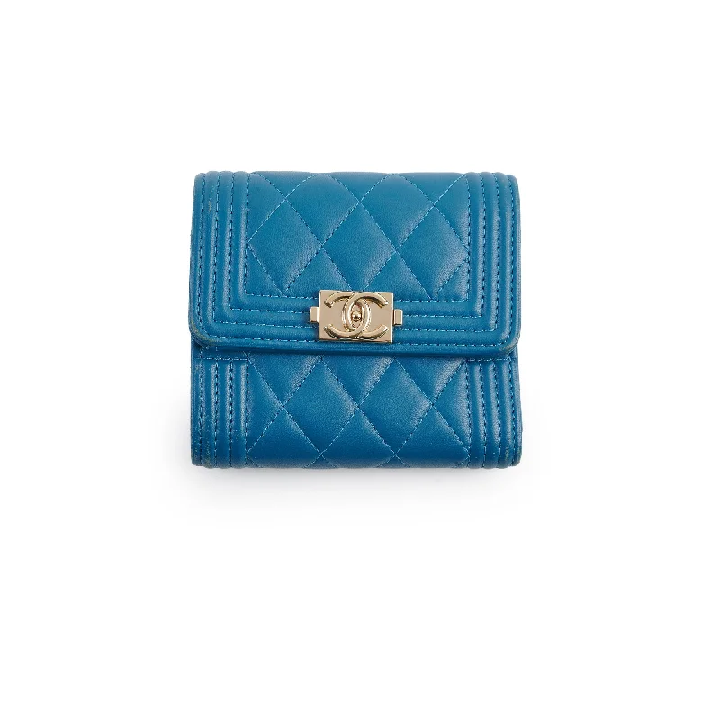 Chanel Small Crossbody Bag for TravelChanel Boy Lambskin Quilted Flap Wallet Blue