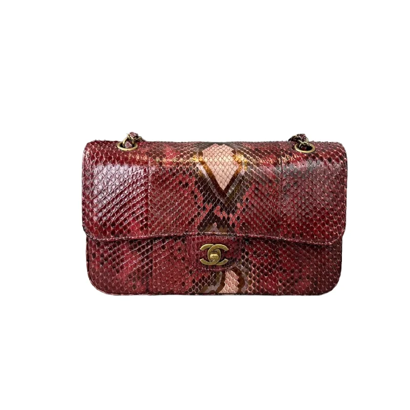 Chanel Vintage Inspired Handbag for Retro LoversClassic Flap Medium Python Red GHW