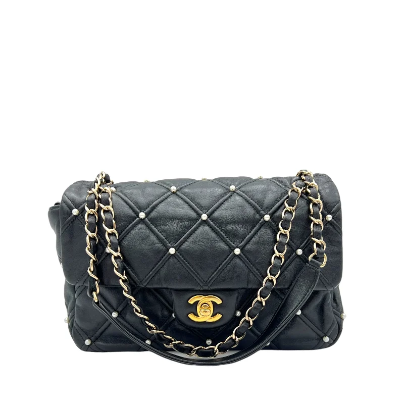 Chanel Quilted Leather Shoulder Bag for FashionistasChanel Pearl studded flap Crossbody Bag Medium Black in Calfskin , Gold Hardware C2408-000461VZ