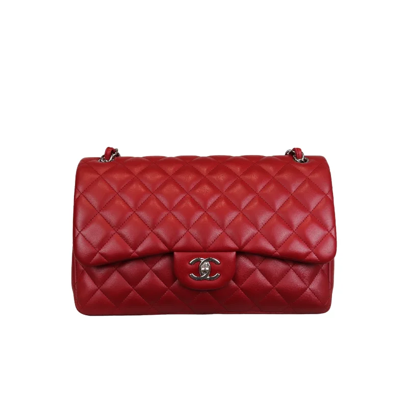 Chanel Quilted Leather Shoulder Bag for FashionistasDouble Flap Jumbo Lambskin Red SHW