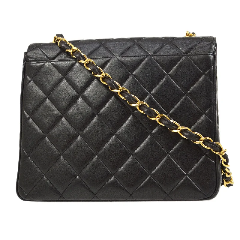 Chanel Classic Flap Bag for Evening PartyCHANEL 1994-1996 Big CC Straight Flap Medium Black Lambskin 84270