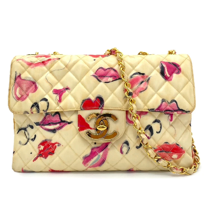 Chanel Small Crossbody Bag for TravelCHANEL VINTAGE MAXI MATELASSE 34 CHAIN SHOULDER BAG MULTICOLOR PVC LIPS&KISSES 90258063