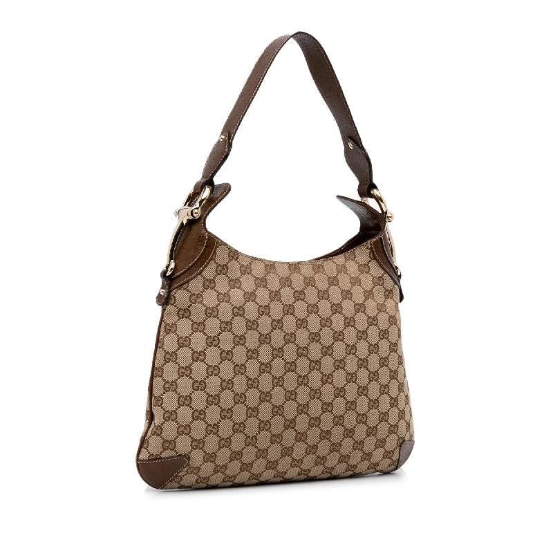 Ladies Gucci shoulder bags with a wide - width strapGucci GG Canvas Horsebit Creole (SHG-7WckAN)