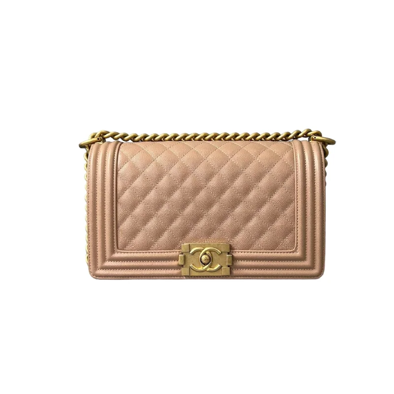 Chanel All - Match Handbag for Versatile StylingCaviar Boy Old Medium Beige GHW