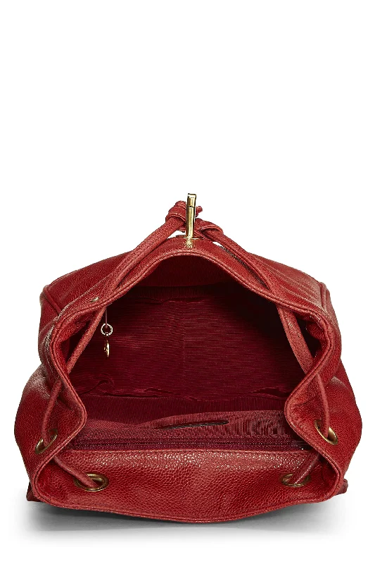 Chanel Vintage Inspired Handbag for Retro LoversChanel,  Red Caviar 3 'CC' Backpack Medium, Red