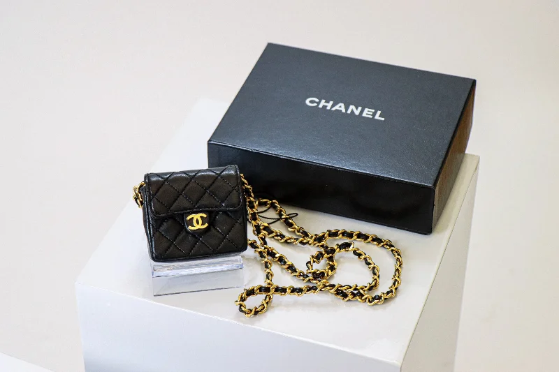 Chanel Luxury Handbag for High - End EventsChanel Black Mini Quilted Leather Coin Purse with Chain Strap