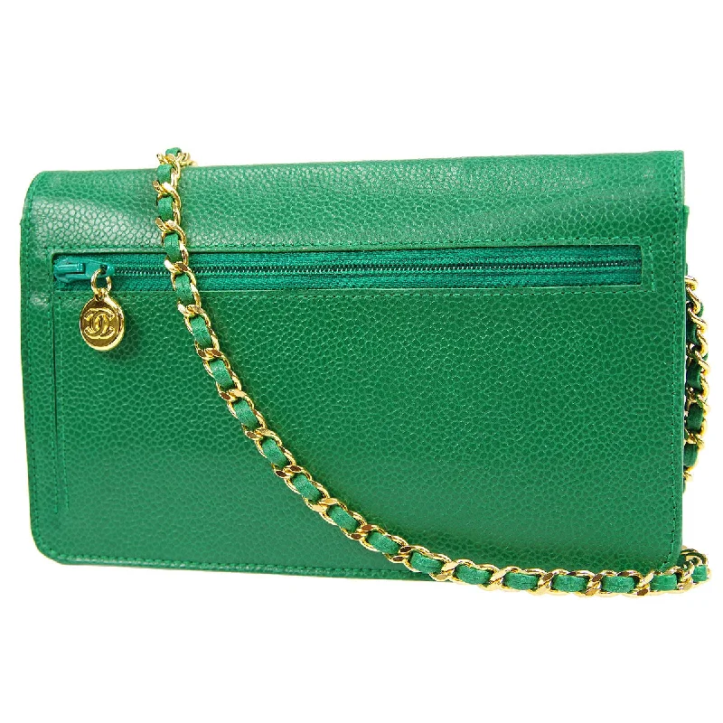 Chanel Designer Handbag with Unique DesignChanel * 1994-1996 Timeless WOC Wallet on Chain Green Caviar