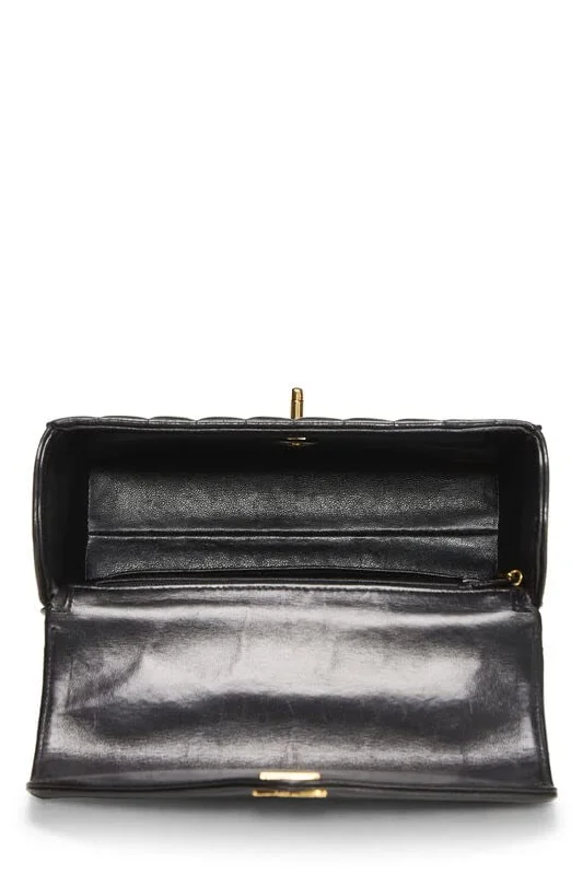 Chanel Classic Flap Bag for Evening PartyCHANEL,  Black Chevron Lambskin Top Handle Bag, Black