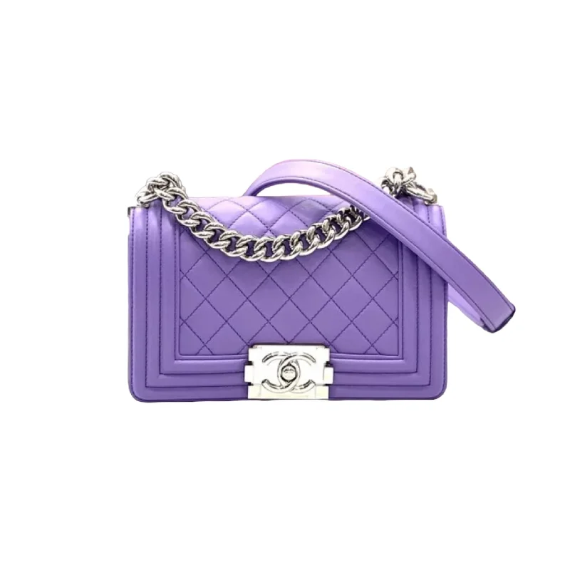 Chanel New Arrival Handbag with Gold HardwareSmall Boy Lambskin Purple SHW