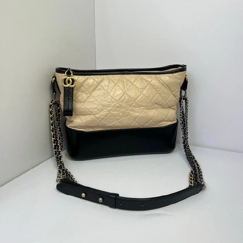 Chanel All - Match Handbag for Versatile StylingChanel Gabrielle Beige Black Quilted Leather Crossbody Bag Medium 28cm