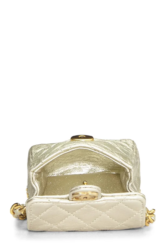 Chanel Limited Edition Handbag for CollectorsChanel,  Gold Quilted Lambskin Half Flap Micro, Gold