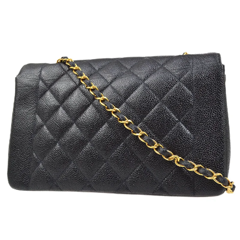 Chanel Chain Strap Handbag for Everyday UseCHANEL 1994-1996 Diana Flap Medium Black Caviar 73182