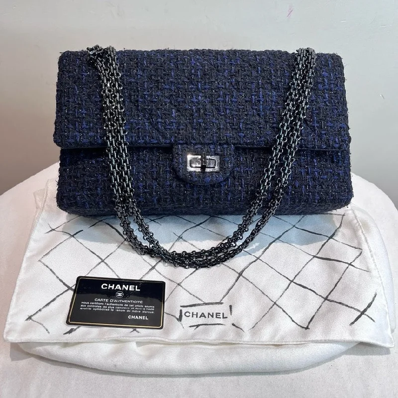 Chanel Designer Handbag with Unique DesignChanel 2.55 Large Dark Blue Chain Bag