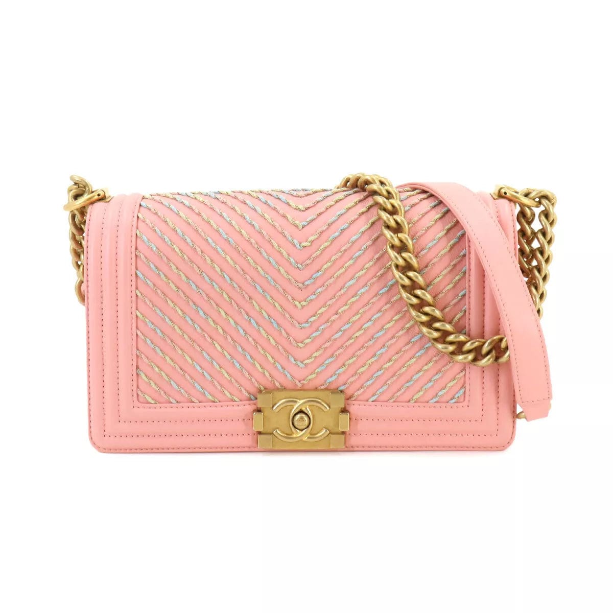 Chanel Small Crossbody Bag for TravelCHANEL BOY CHANEL Chain Shoulder Bag Leather Pink A67086 Vstitch 90253268