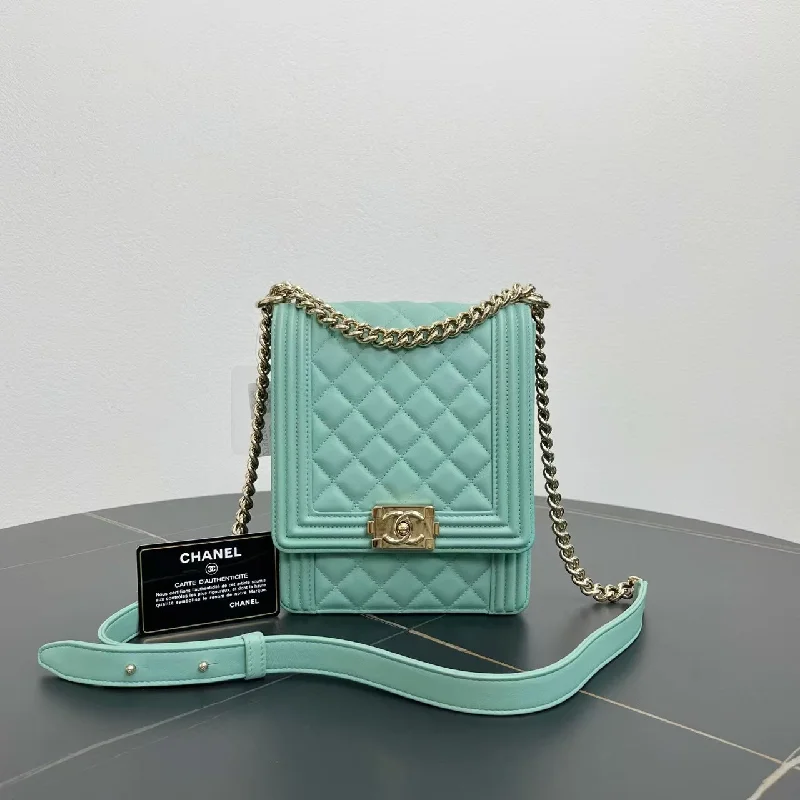 Chanel Chain Strap Handbag for Everyday UseChanel Leboy Mint Quilted Leather Chain Shoulder Bag 16