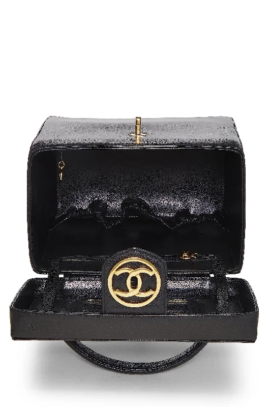 Chanel All - Match Handbag for Versatile StylingChanel,  Black Caviar Circle 'CC' Vanity Large, Black