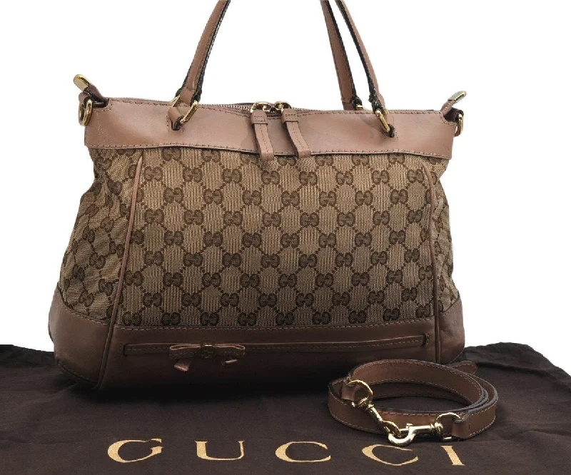 Gucci handbags for women with a metal - framed claspAuthentic GUCCI Mayfair 2Way Tote Bag GG Canvas Leather 269894 Brown 0156K