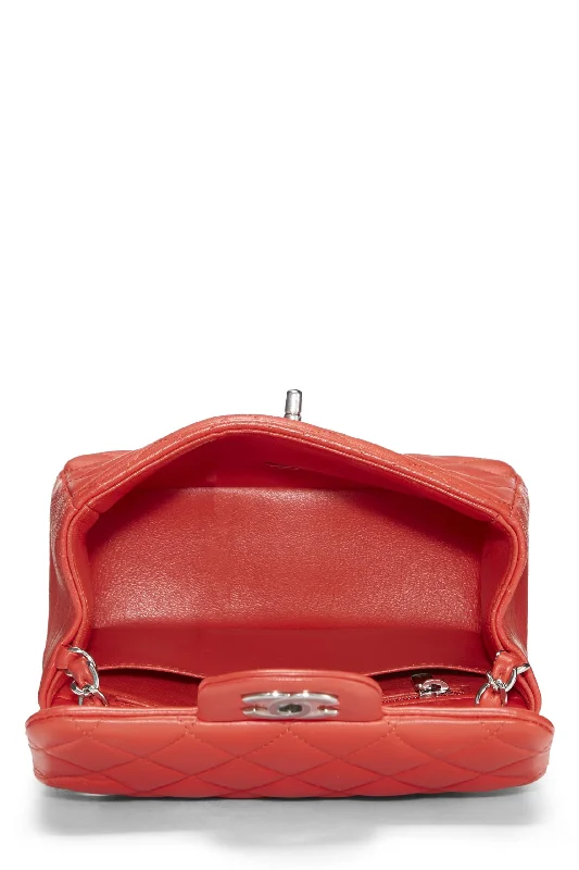 Chanel Designer Handbag with Unique DesignChanel,  Red Quilted Lambskin Classic Square Flap Mini, Red