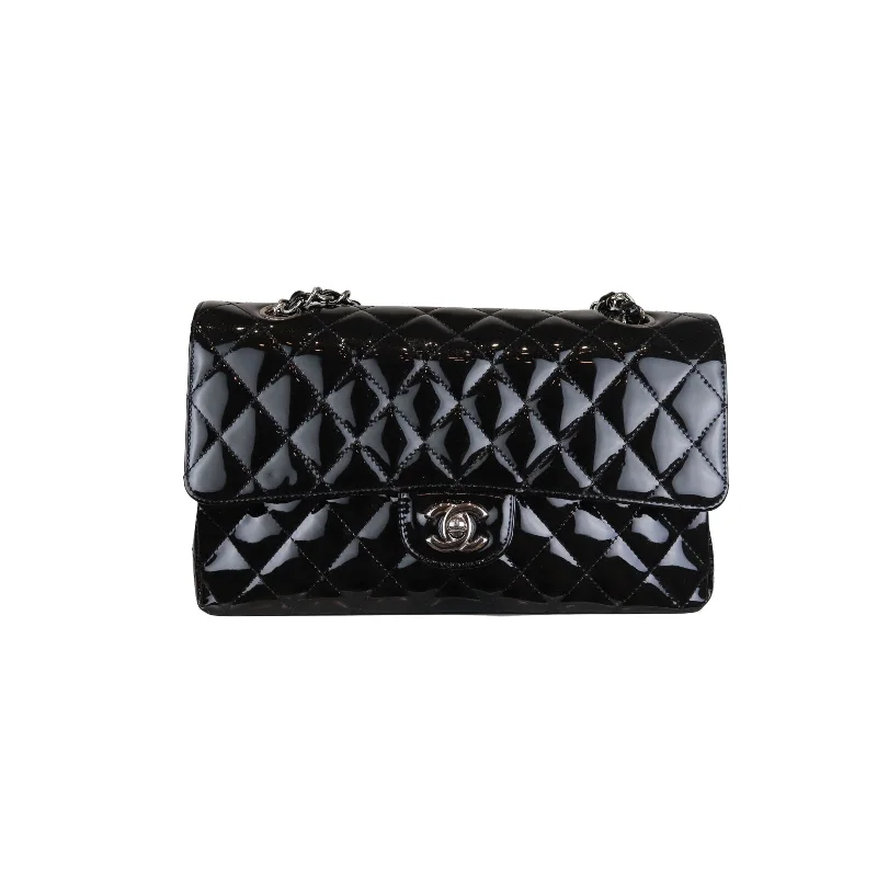 Chanel Chain Strap Handbag for Everyday UseMedium Classic Flap Patent Black SHW