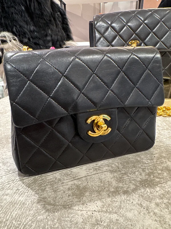 Chanel Chain Strap Handbag for Everyday UseCHANEL VINTAGE MINI SQUARE 17 CHAIN SHOULDER BAG BLACK LAMB SKIN DBXS2153