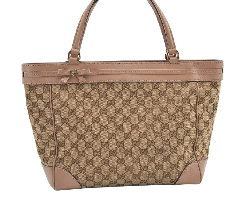 Medium - sized Women Gucci handbags for everyday useAuthentic GUCCI Mayfair Hand Tote Bag GG Canvas Leather 257061 Brown 0216K