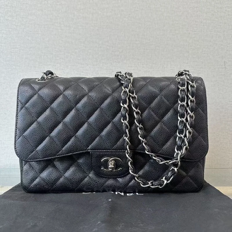 Chanel Vintage Inspired Handbag for Retro LoversChanel CF Jumbo Black Caviar Quilted Shoulder Bag