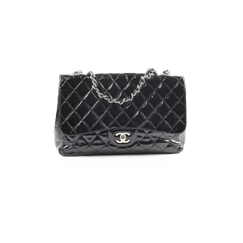 Chanel Designer Handbag with Unique DesignChanel Jumbo Single Flap Patent Black - Series 11