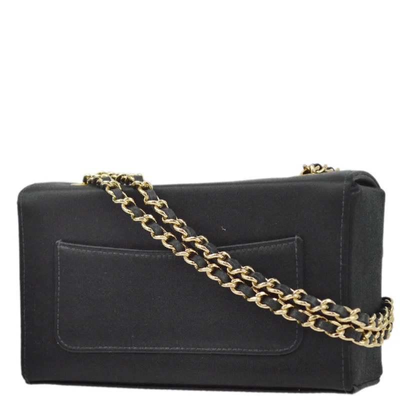 Chanel Colorful Handbag for Spring OutfitsChanel * Black Satin Double Chain Shoulder Bag